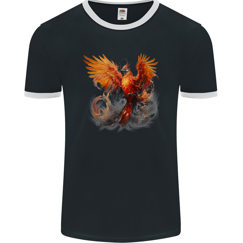 A Fantasy Phoenix Mens Ringer T-Shirt FotL Black/White