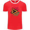 Torn Vanuatu Flag Day Football Mens Ringer T-Shirt FotL Red/White