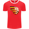 Curled Uganda Flag Ugandan Day Football Mens Ringer T-Shirt FotL Red/White