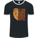 Christian Lion Quote Christianity Religion Mens Ringer T-Shirt FotL Black/White