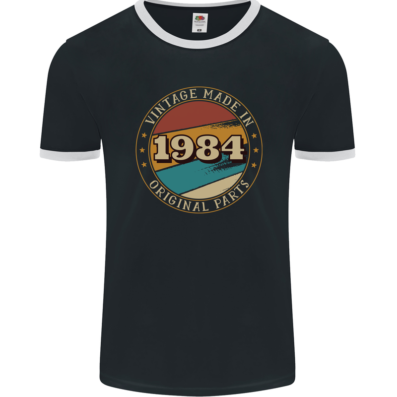 39th Birthday  Vintage Made In 1984 Mens Ringer T-Shirt FotL Black/White