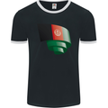 Curled Afghanistan Flag Afghan Day Football Mens Ringer T-Shirt FotL Black/White