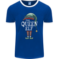 The Queen Elf Funny Christmas Xmas Mens Ringer T-Shirt FotL Royal Blue/White