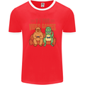 Video Games T-Rex Funny Bigfoot Dinosaur Mens Ringer T-Shirt FotL Red/White