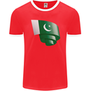 Curled Pakistan Flag Pakistani Day Football Mens Ringer T-Shirt FotL Red/White