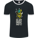Funny Weed Cannabis Smoke and Fly Mens Ringer T-Shirt FotL Black/White