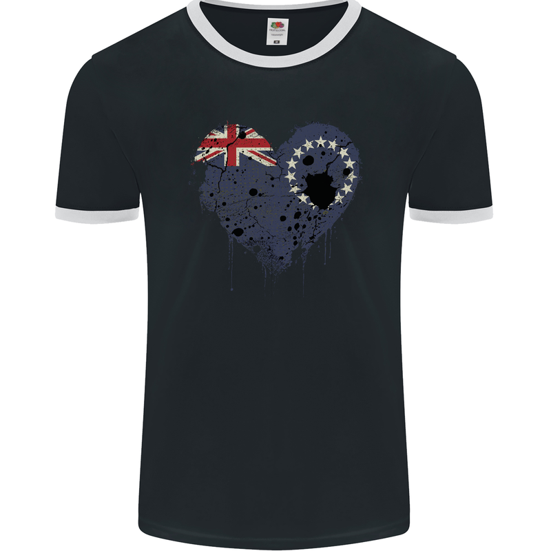 Love Flag Cook Islands Football Mens Ringer T-Shirt FotL Black/White