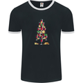 Wine Christmas Tree Xmas Alcohol Funny Mens Ringer T-Shirt FotL Black/White