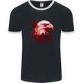 Eagle Head Watercolour Mens Ringer T-Shirt FotL Black/White