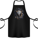 White Japanese Dragon Fantasy Cotton Apron 100% Organic Black
