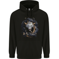 White Japanese Dragon Fantasy Mens 80% Cotton Hoodie Black