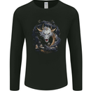 White Japanese Dragon Fantasy Mens Long Sleeve T-Shirt Black