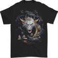 White Japanese Dragon Fantasy Mens T-Shirt 100% Cotton BLACK