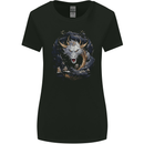 White Japanese Dragon Fantasy Womens Wider Cut T-Shirt Black