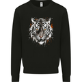 White Siberian Tiger Mens Sweatshirt Jumper Black