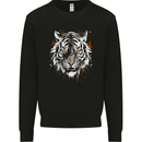 White Siberian Tiger Mens Sweatshirt Jumper Black