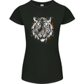 White Siberian Tiger Womens Petite Cut T-Shirt Black