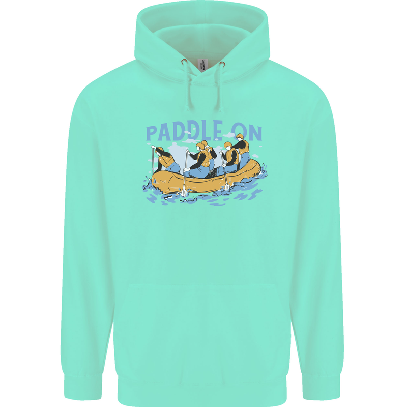 White Water Rafting Paddle On Whitewater Childrens Kids Hoodie Peppermint