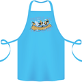 White Water Rafting Paddle On Whitewater Cotton Apron 100% Organic Turquoise