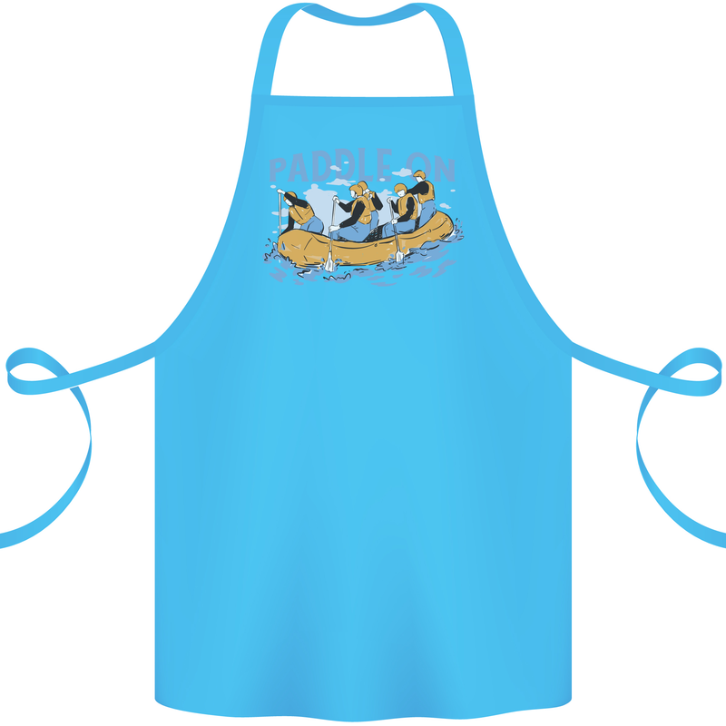 White Water Rafting Paddle On Whitewater Cotton Apron 100% Organic Turquoise