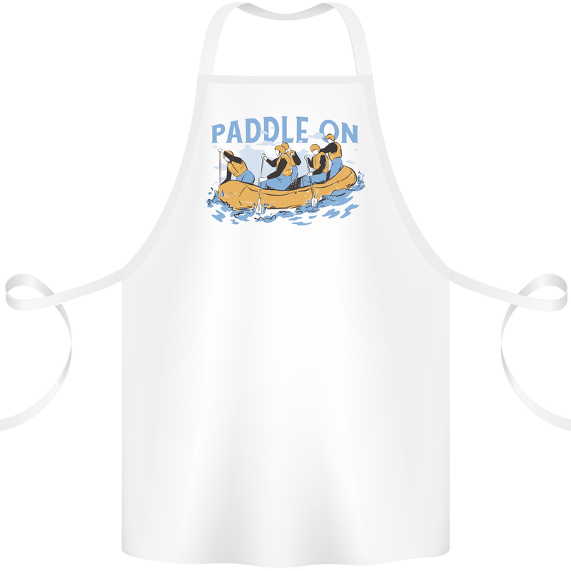 White Water Rafting Paddle On Whitewater Cotton Apron 100% Organic White