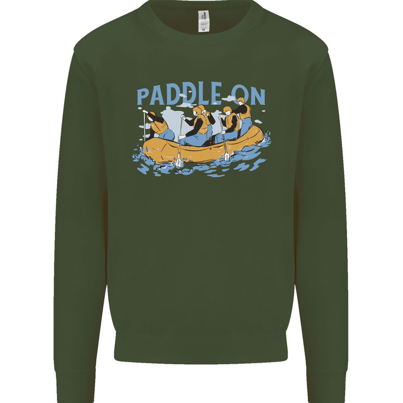 White Water Rafting Paddle On Whitewater Kids Sweatshirt Jumper Forest Green