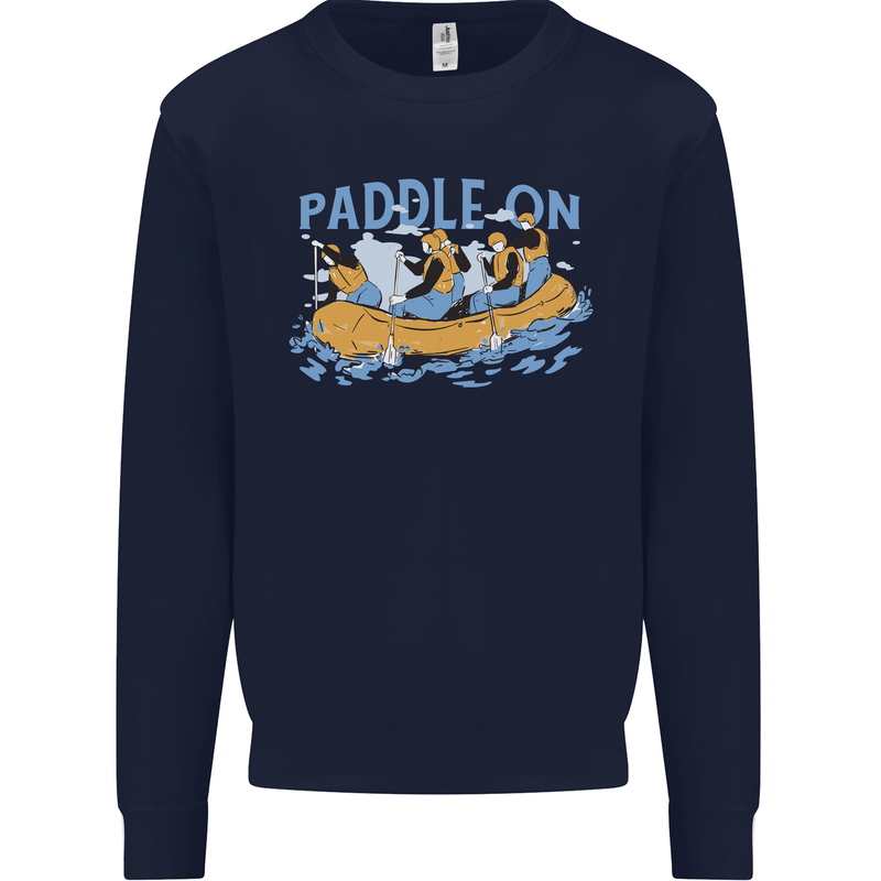 White Water Rafting Paddle On Whitewater Kids Sweatshirt Jumper Navy Blue