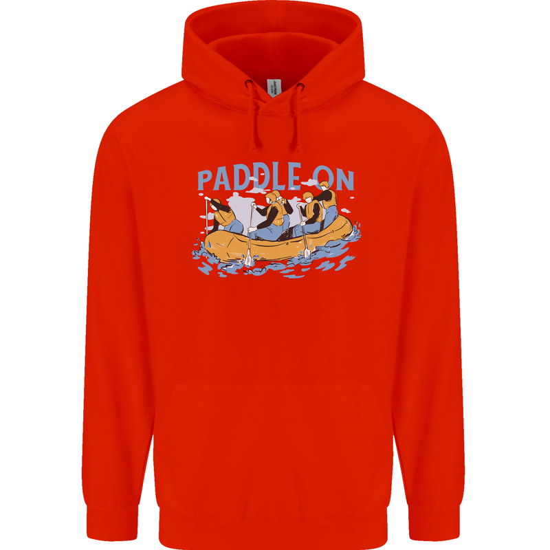 White Water Rafting Paddle On Whitewater Mens 80% Cotton Hoodie Bright Red