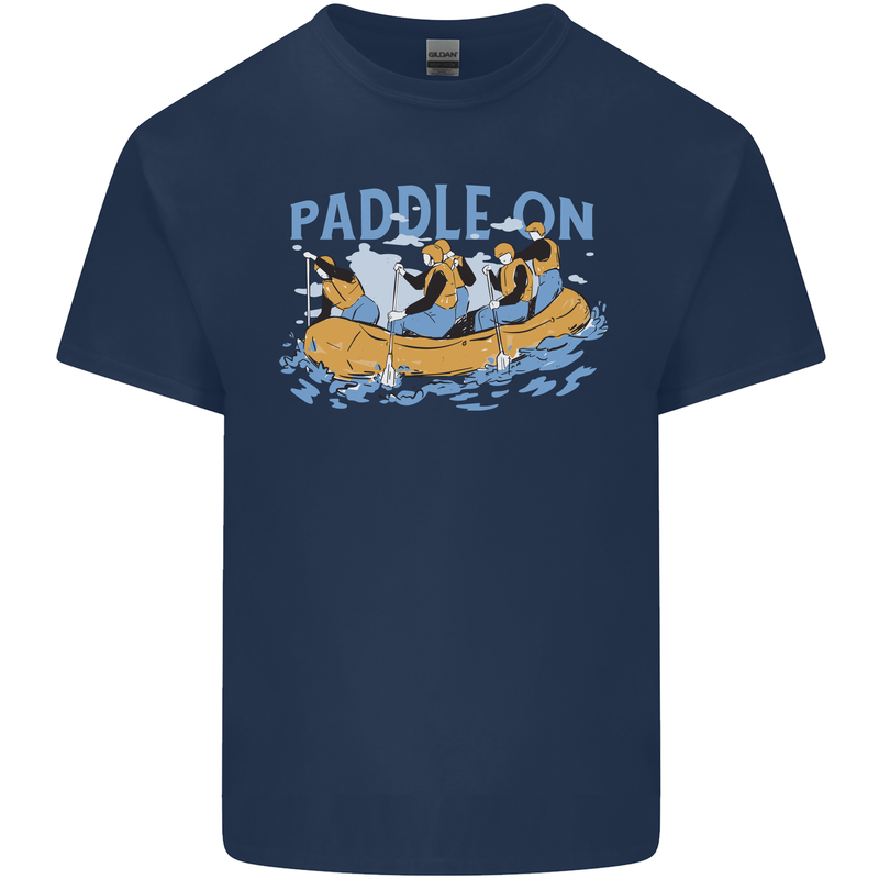 White Water Rafting Paddle On Whitewater Mens Cotton T-Shirt Tee Top Navy Blue