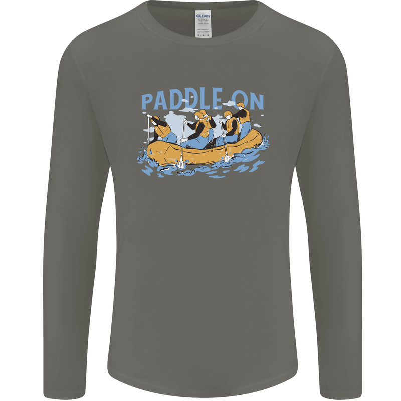White Water Rafting Paddle On Whitewater Mens Long Sleeve T-Shirt Charcoal