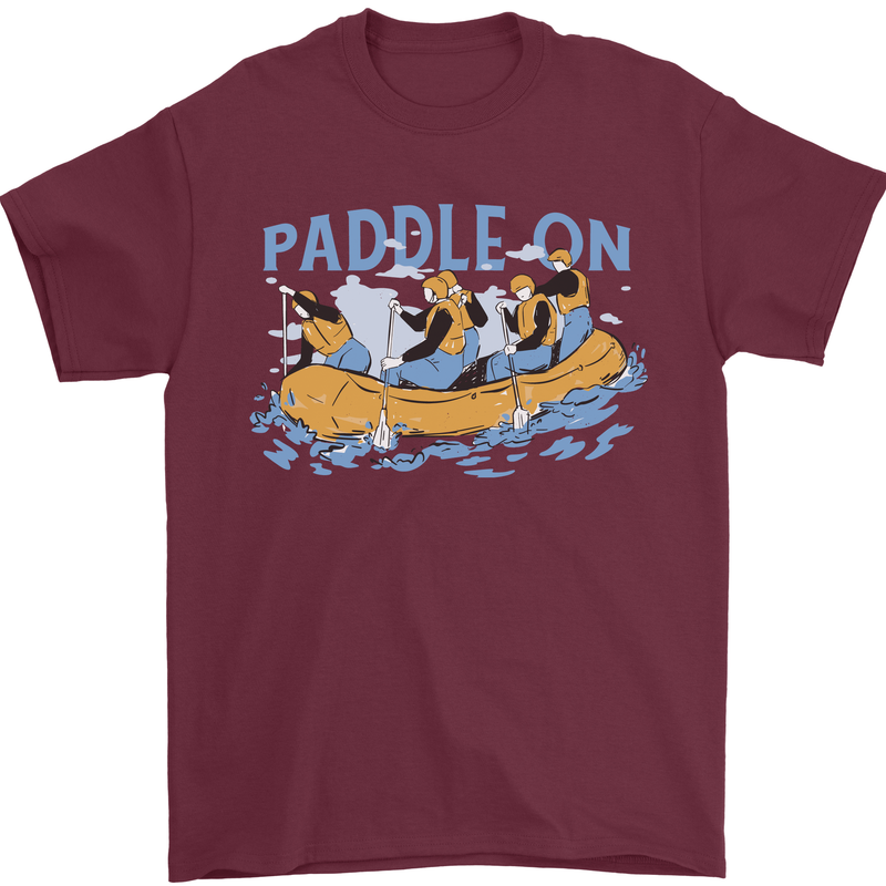 White Water Rafting Paddle On Whitewater Mens T-Shirt 100% Cotton Maroon