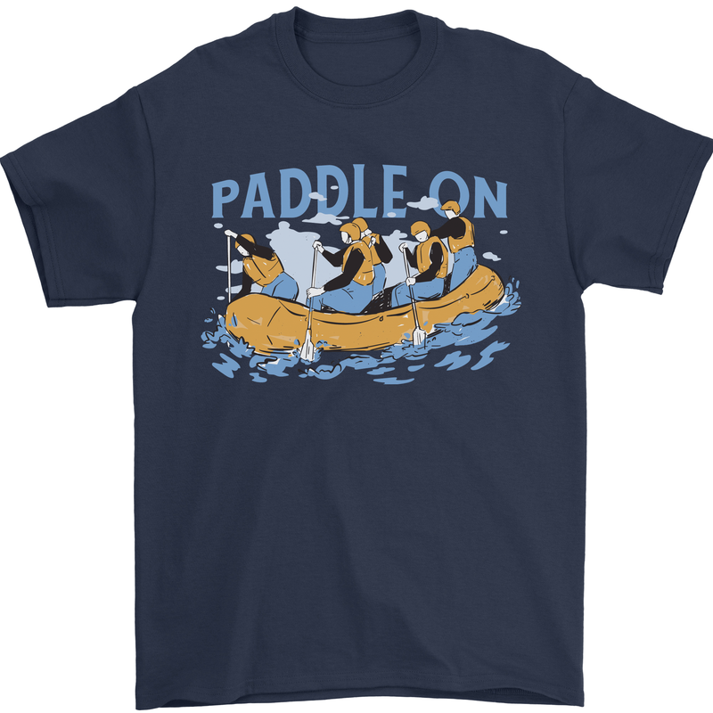 White Water Rafting Paddle On Whitewater Mens T-Shirt 100% Cotton Navy Blue