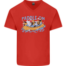 White Water Rafting Paddle On Whitewater Mens V-Neck Cotton T-Shirt Red