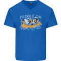 White Water Rafting Paddle On Whitewater Mens V-Neck Cotton T-Shirt Royal Blue