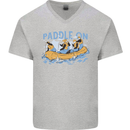 White Water Rafting Paddle On Whitewater Mens V-Neck Cotton T-Shirt Sports Grey