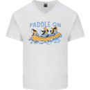 White Water Rafting Paddle On Whitewater Mens V-Neck Cotton T-Shirt White