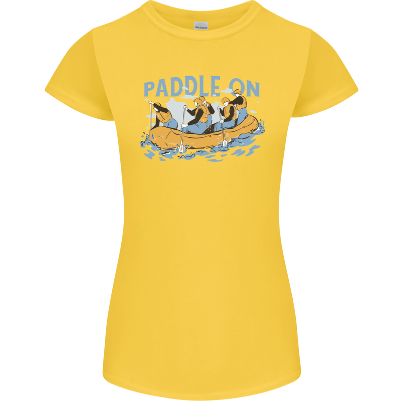 White Water Rafting Paddle On Whitewater Womens Petite Cut T-Shirt Yellow