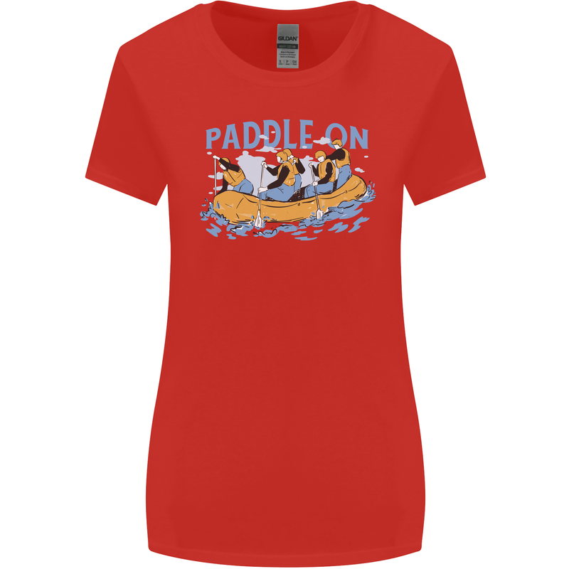 White Water Rafting Paddle On Whitewater Womens Wider Cut T-Shirt Red
