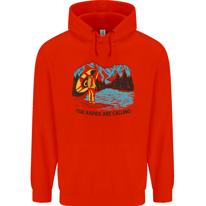 White Water Rafting Whitewater Rapids Calling Mens 80% Cotton Hoodie Bright Red