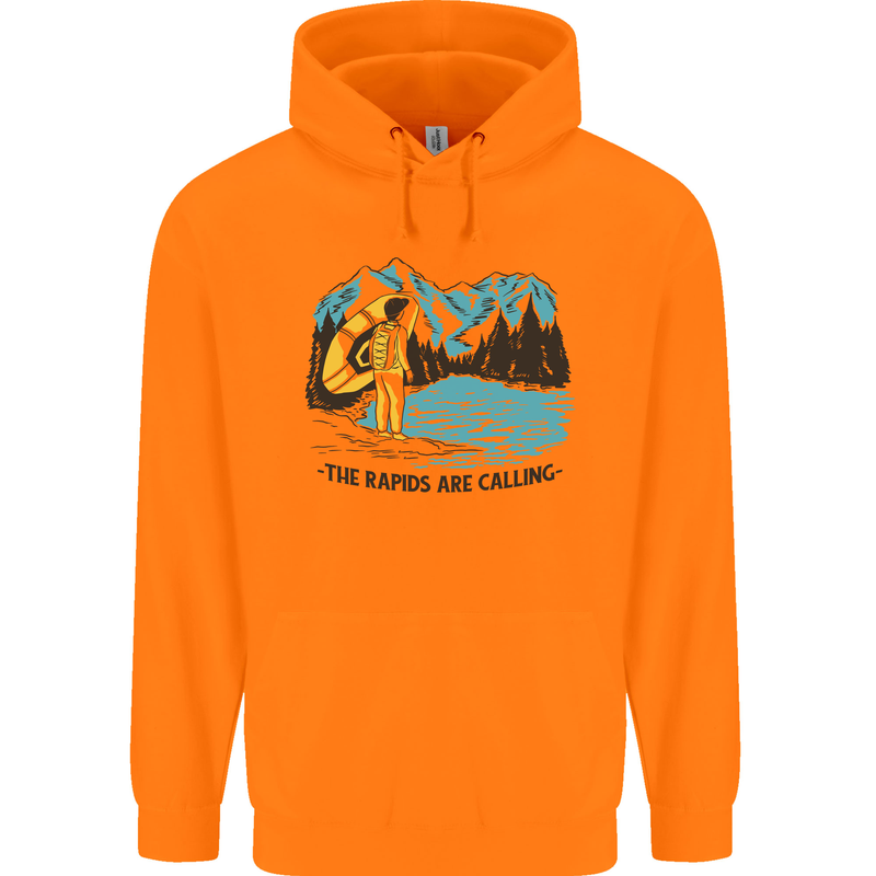 White Water Rafting Whitewater Rapids Calling Mens 80% Cotton Hoodie Orange