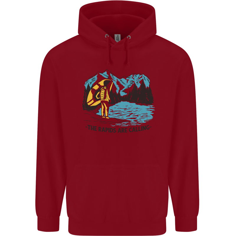 White Water Rafting Whitewater Rapids Calling Mens 80% Cotton Hoodie Red