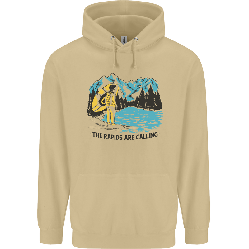 White Water Rafting Whitewater Rapids Calling Mens 80% Cotton Hoodie Sand