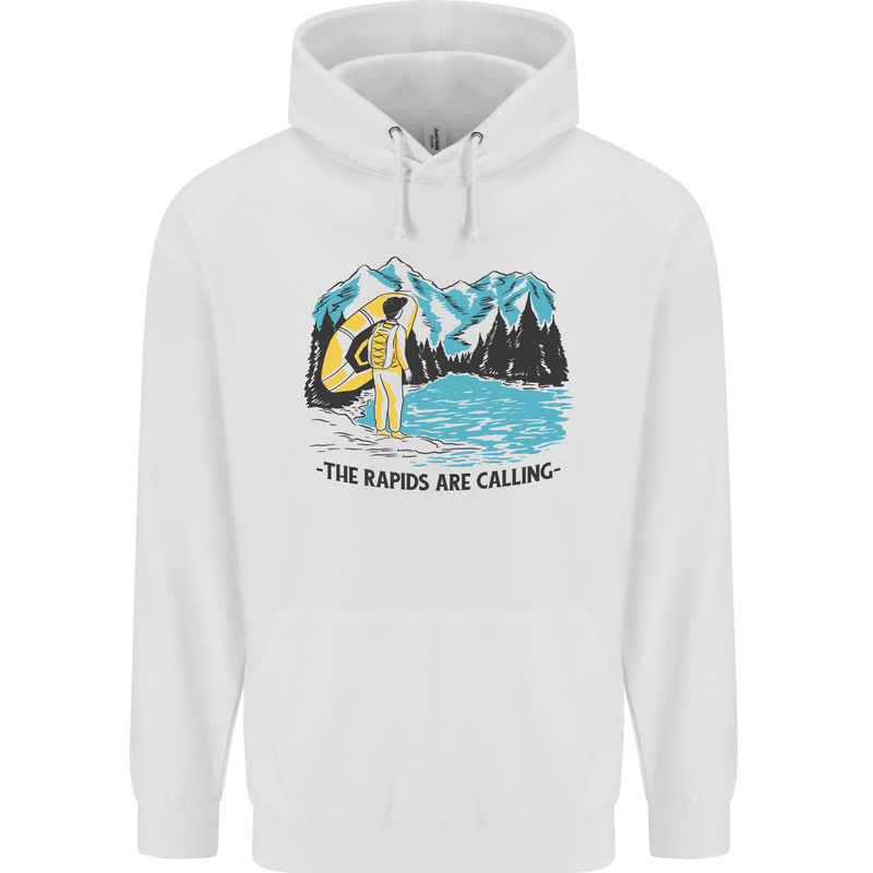 White Water Rafting Whitewater Rapids Calling Mens 80% Cotton Hoodie White