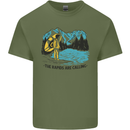 White Water Rafting Whitewater Rapids Calling Mens Cotton T-Shirt Tee Top Military Green