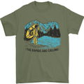 White Water Rafting Whitewater Rapids Calling Mens T-Shirt 100% Cotton Military Green