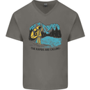 White Water Rafting Whitewater Rapids Calling Mens V-Neck Cotton T-Shirt Charcoal