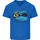 White Water Rafting Whitewater Rapids Calling Mens V-Neck Cotton T-Shirt Royal Blue