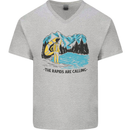 White Water Rafting Whitewater Rapids Calling Mens V-Neck Cotton T-Shirt Sports Grey