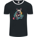 A French Bulldog on a Skateboard Mens Ringer T-Shirt FotL Black/White