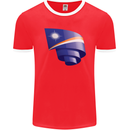 Curled Marshall Islands Flag Day Football Mens Ringer T-Shirt FotL Red/White